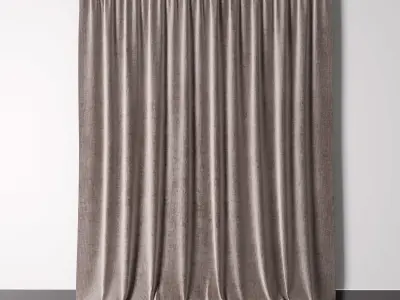 Curtains with metal curtain rod 01 Low-poly 3D model