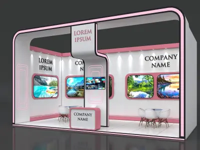 Booth Exhibition Stand Stall 8x4m Height 450 cm 1 Side Open 3D model