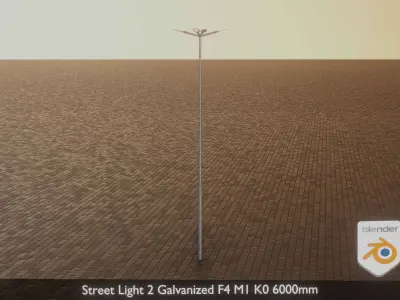 Street Light 2 Galvanized F4 M1 K0 6000 mm Low-poly 3D model