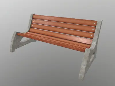Street Bench Low-poly 3D model