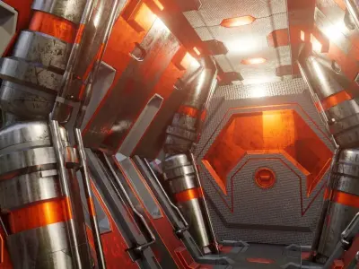 well made scifi corridor  Low-poly 3D model
