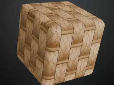 Natural Herringbone Wicker Weave PBR Texture