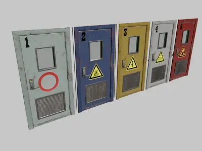 Laboratory door big pack Low-poly 3D model