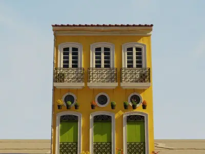 SOUTH AMERICAN BUILDING 001 Low-poly 3D model