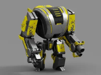 Combat Droid rigged- animated character 3D model