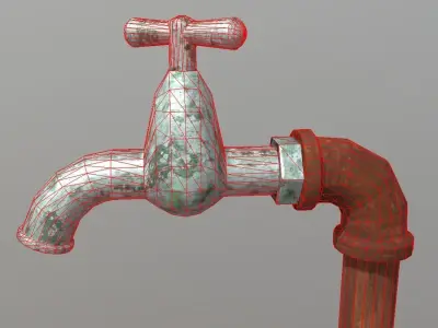 Faucet water tap - water tap Low-poly 3D model
