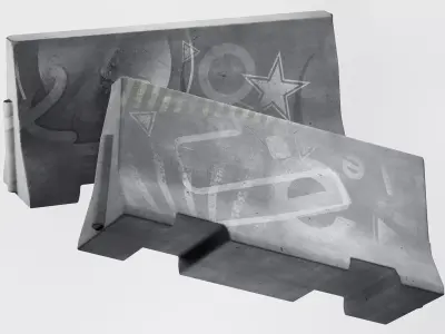 Concrete Street Props with Graffiti 3D Model Pack 3D model