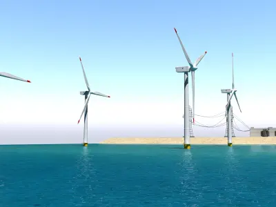 Offshore Wind Farm Scene 3D model