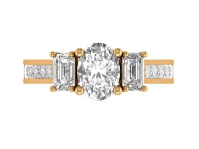 Oval Engagement Ring 3D print model shop