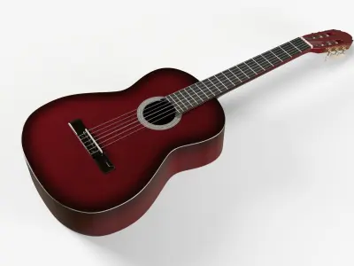 Red Sunburst Acoustic Guitar 3D model