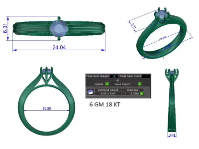 Women Ring  Render 3dm STL OBJ FBX Details 3D print model 311