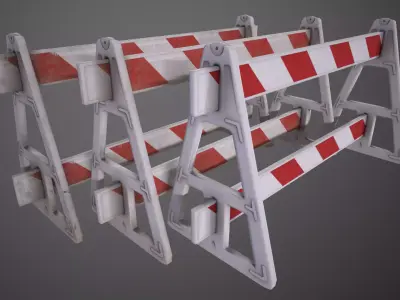 A-frame plastic construction barrier Low-poly 3D model