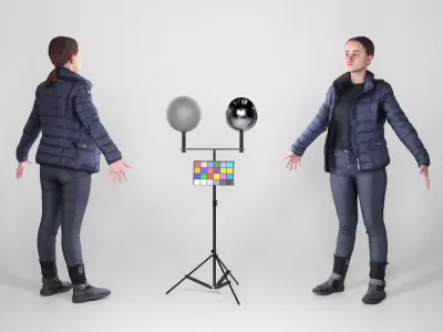 Woman street style in A-pose 122 Low-poly 3D model