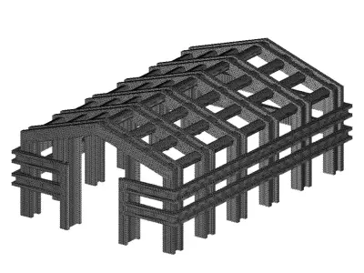 Wooden Exquisite Building Frame Toy 3D model