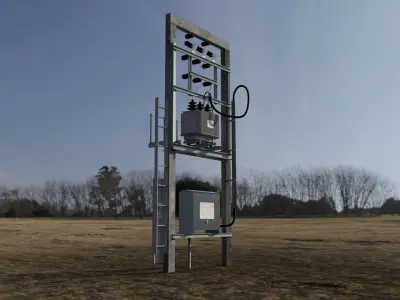 pole-mount transformer Low-poly 3D model