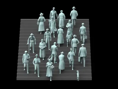 Retro People on the Stairs 3D print model