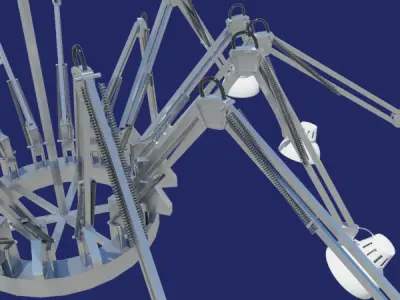 Steel and White Hanging Chandelier Desk Lamp 3D model