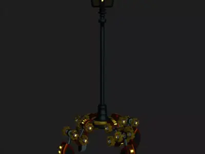 Victorian Lamp Robot Low-poly 3D model