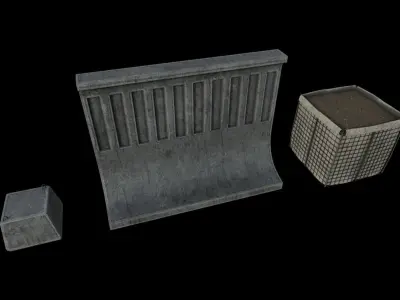 Barriers Pack Low-poly 3D model