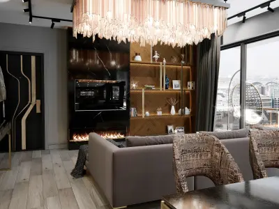 Living Room and Kitchen 3D model