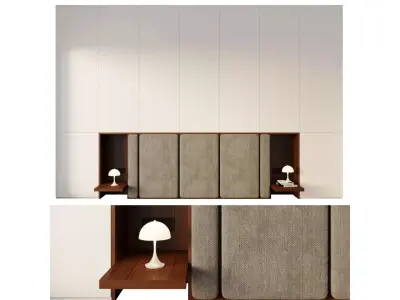 Headboard 6 wall unit with doors and drawers 3D model