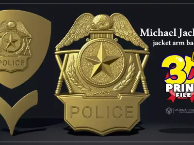 3D print models of MichaelJacksons jacket arm badges- SuperBowl  3D print model