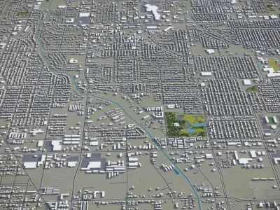 Pasadena - 3D City Model Low-poly 3D model