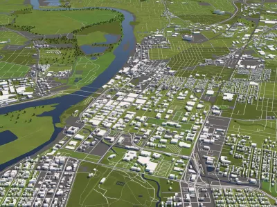 Salem Oregon USA 50x50km City Map 3D model