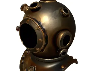 Vintage Brass Diving Helmet Prop Low-poly 3D model