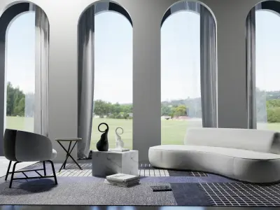 Lounge furniture curve sofa and chair 3d models  3D model