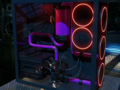 Computer Gaming Desktop PC Low-poly 3D model