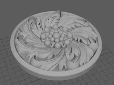 rosette flower on plate 3D model purchase