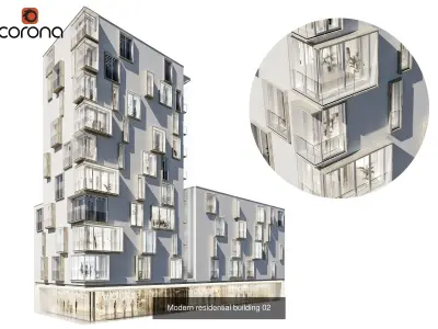 Vol 1 Modern Residential Buildings collection - 8 buildings 3D Model Pack