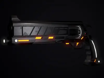 Magnetic Revolver Game Ready Low-poly 3D model