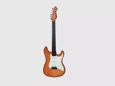 Electric Guitar 07 Light Wood - Music Instrument Design Low-poly 3D model