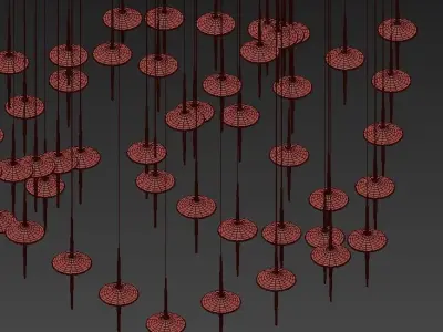 Rain black pendant lamp 3D model