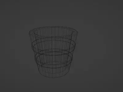Pail bucket wooden Low-poly 3D model