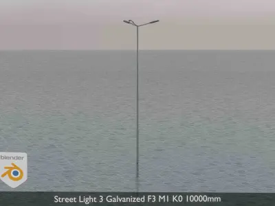 Street Light 3 Galvanized F3 M1 K0 10000mm Low-poly 3D model