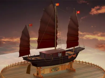 Chinese junk boat 3D model
