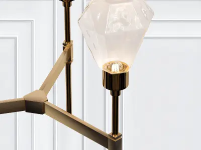 HEDRA modern brass chandelier with glass shades 3D model