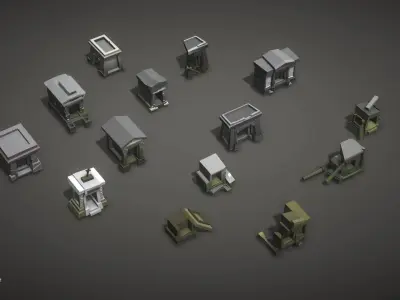 Low Poly Tomb Kit with LODs Low-poly 3D model