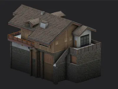 Wooden House type 1 Low-poly 3D model