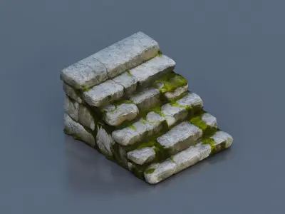 Stone staircase Low-poly 3D model get