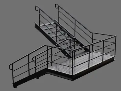 Stair 1A Low-poly 3D model
