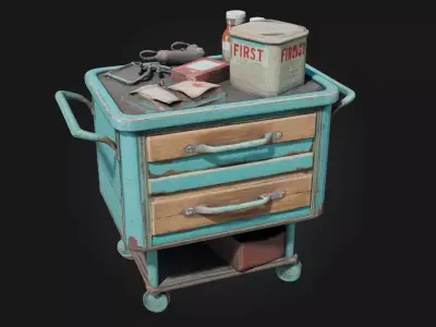 Medical Supply Cart  Essential Detail for Clinical and Emergency 3D model
