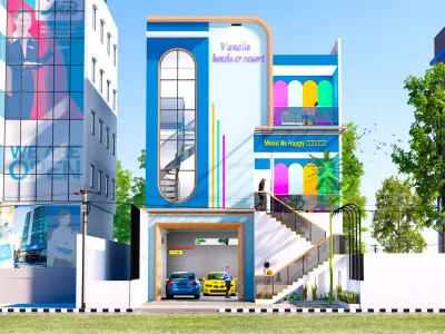 3 floors Hotel design full interior 3D model