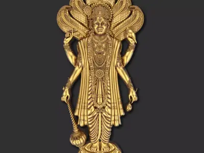 Lord Vishnu With Sheshnaga 01  3D model