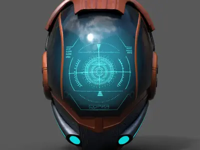 Helmet scifi fantasy pilot cyborg robot military combat soldier  Low-poly 3D model