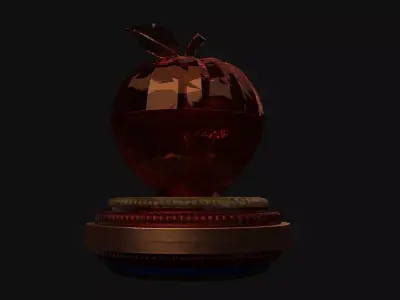 Chinese Crystal Apple with Rose Figure  Low-poly 3D model