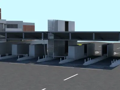 Border Control and Administration Buildings Low-poly 3D model